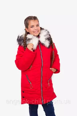 Зимняя куртка для девочки на овчине "Алиса" оптом, зима 2019